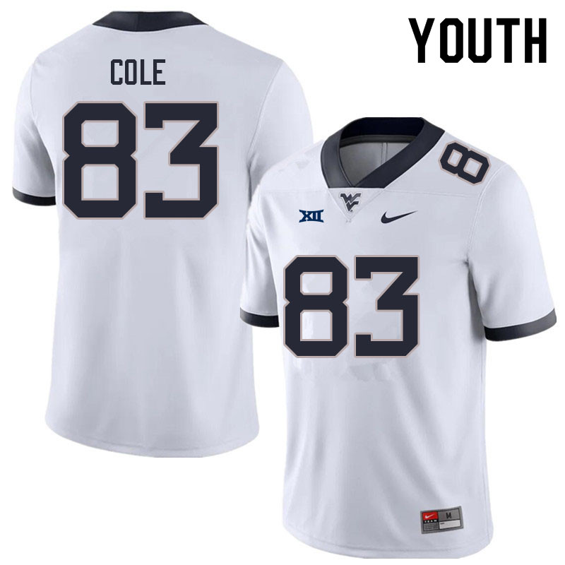 Youth #83 C.J. Cole West Virginia Mountaineers College Football Jerseys Sale-White - Click Image to Close